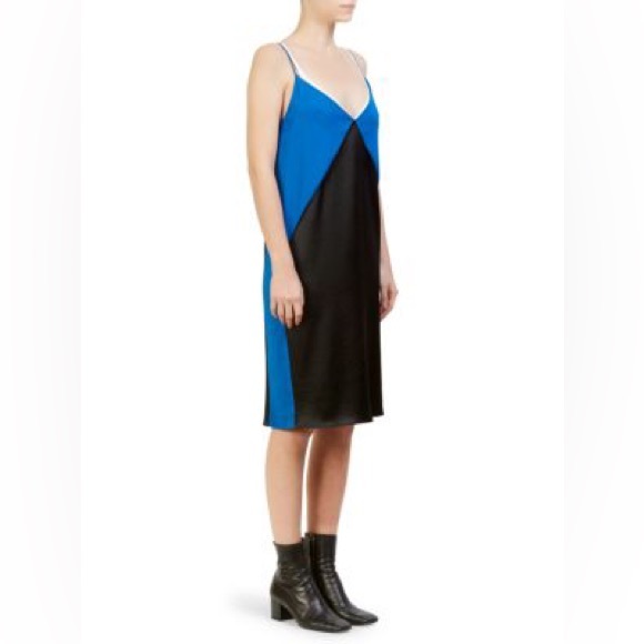 Cédric Charlier Bold Diamond Colorblock Spaghetti Strap Layered Slip Dress sz 8 - Picture 1 of 10
